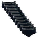 Kit 10 Cuecas Slip Microfibra Sem Costura - Preto - G