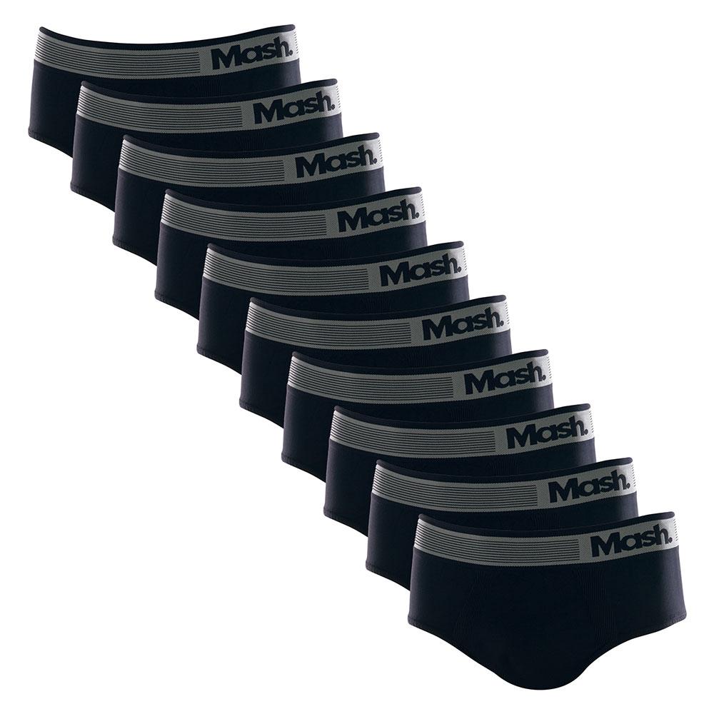 Kit 10 Cuecas Slip Microfibra Sem Costura - Preto - M