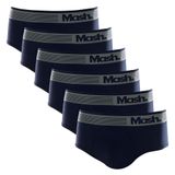 Kit 6 Cuecas Slip Microfibra Sem Costura - Azul Marinho - G