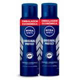 Kit 2 Desodorante Antitranspirante Aerosol Nivea Men Original Protect 200ml