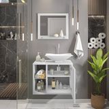 Gabinete para Banheiro com Cuba e Espelheira Baden Móveis Bechara Branco/Carrara