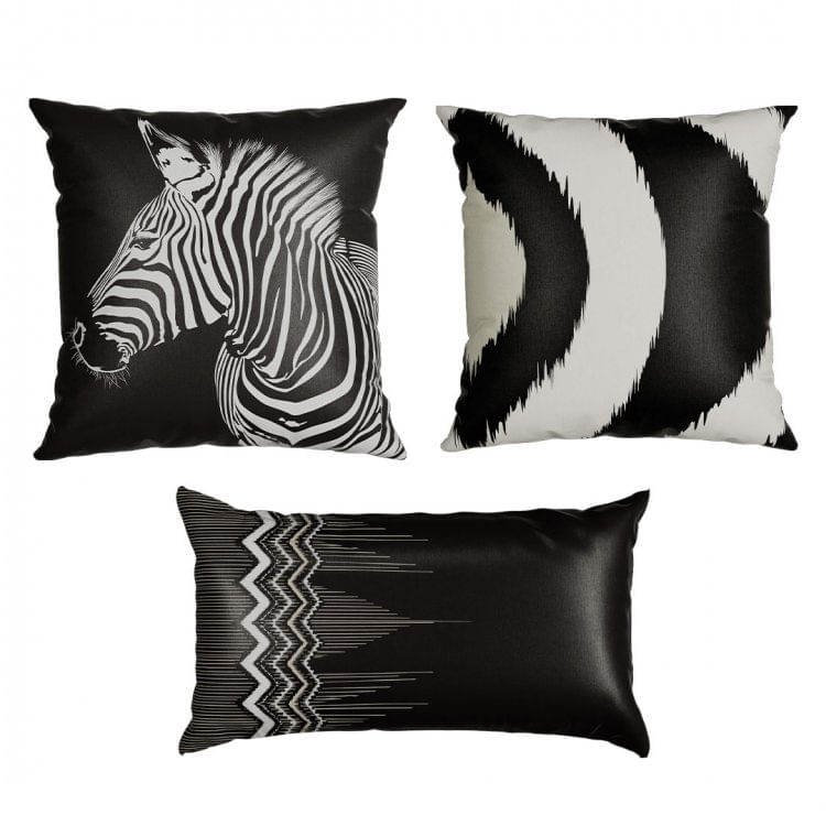 Kit 3 Capas para Almofada Animal Print Silk Home Belchior Preto/Branco/Cinza