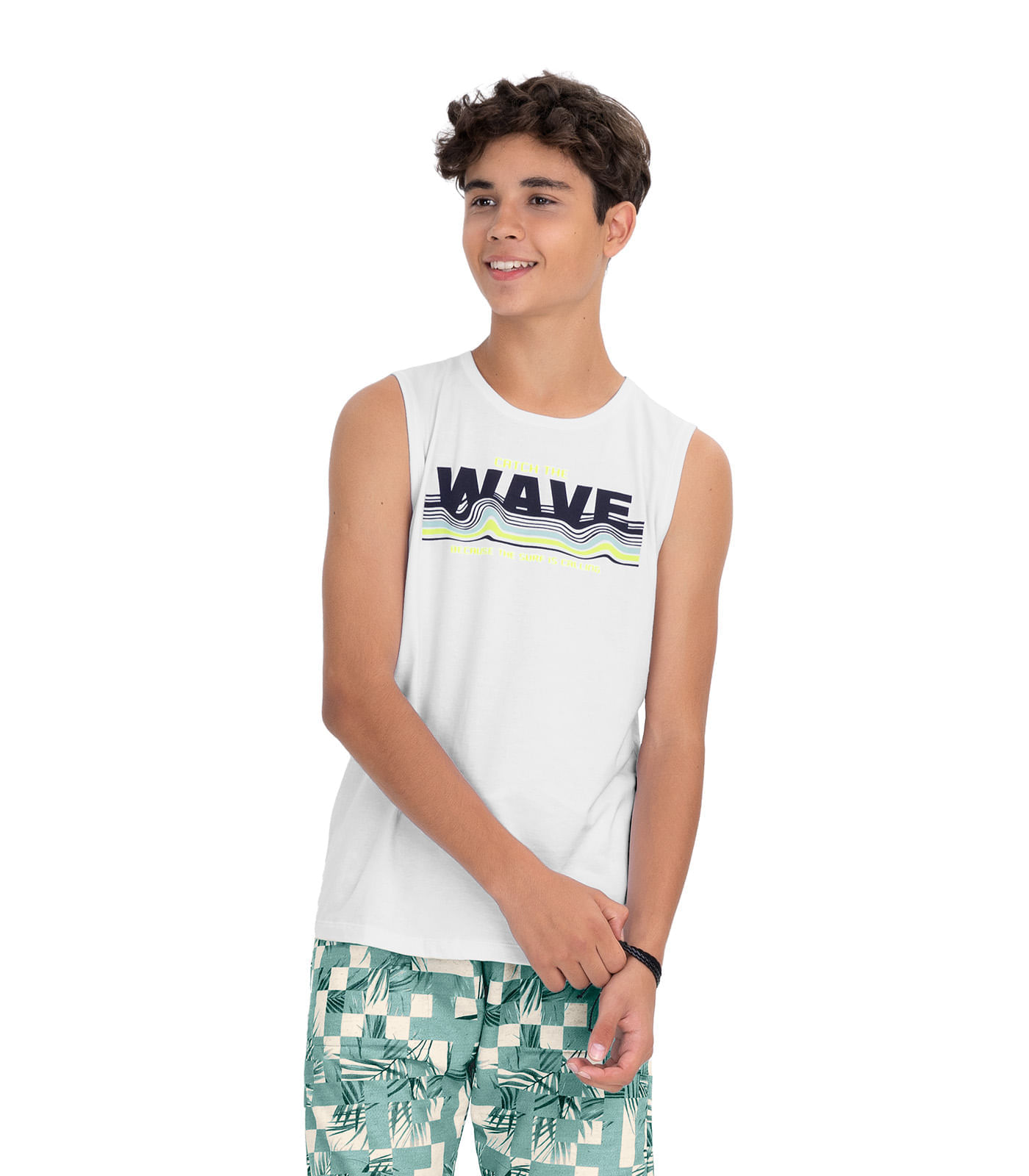 Regata Juvenil Masculina Em Meia Malha Minty Branco 12