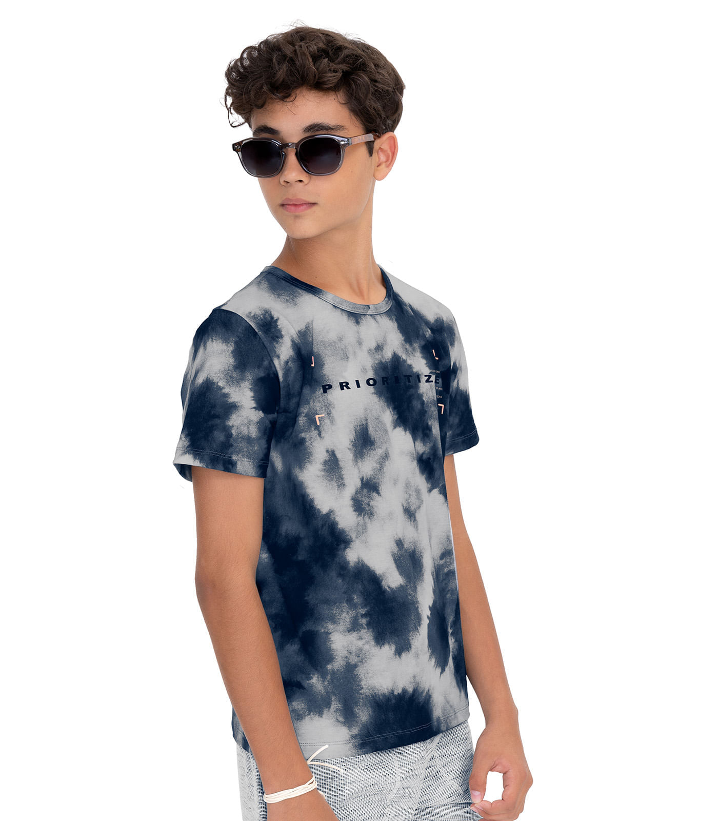 Camiseta Juvenil Masculina Tie Dye Minty Azul 16