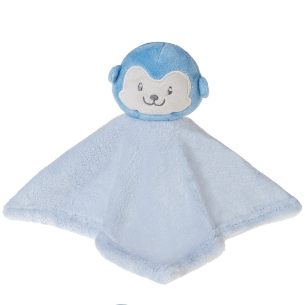 Naninha Baby Soft De Bichinhos Para Bebê 27x27cm Macaquinho Azul