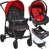 Carrinho De Passeio Ecco Cinza Vermelho + Touring X + Ninho + Base - Burigotto