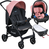 Carrinho De Bebê Travel System Ecco Cinza E Rosa + Ninho Pramette - Burigotto