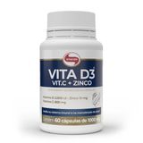 Vita D3 + Vitamina C + Zinco  1.000mg Vitafor  60 Cápsulas