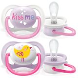 Chupeta Avent Ultra Air Dupla 0-6m Menina Passaro / Kiss Me Scf080/20 - 2 Unidades