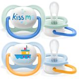 Chupetas Ultra Air Barco / Kiss Me 0-6m Menino Scf080/13- Com 2 Unidades