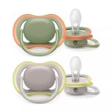 Chupetas Avent Ultra Air Dupla Verde / Cinza Menino 0-6 Meses Com 2 Unidades - Scf085/20