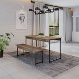 Conjunto Mesa De Jantar Com 1 Banco Estilo Industrial Active Yescasa Carvalho Dark