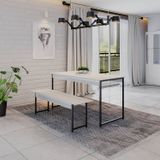 Conjunto Mesa De Jantar Com 1 Banco Estilo Industrial Active Yescasa Branco Chess