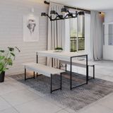 Conjunto Mesa De Jantar Com 2 Bancos Estilo Industrial Active Yescasa Branco Chess