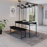 Conjunto Mesa De Jantar Com 1 Banco Estilo Industrial Active Yescasa Preto Ônix