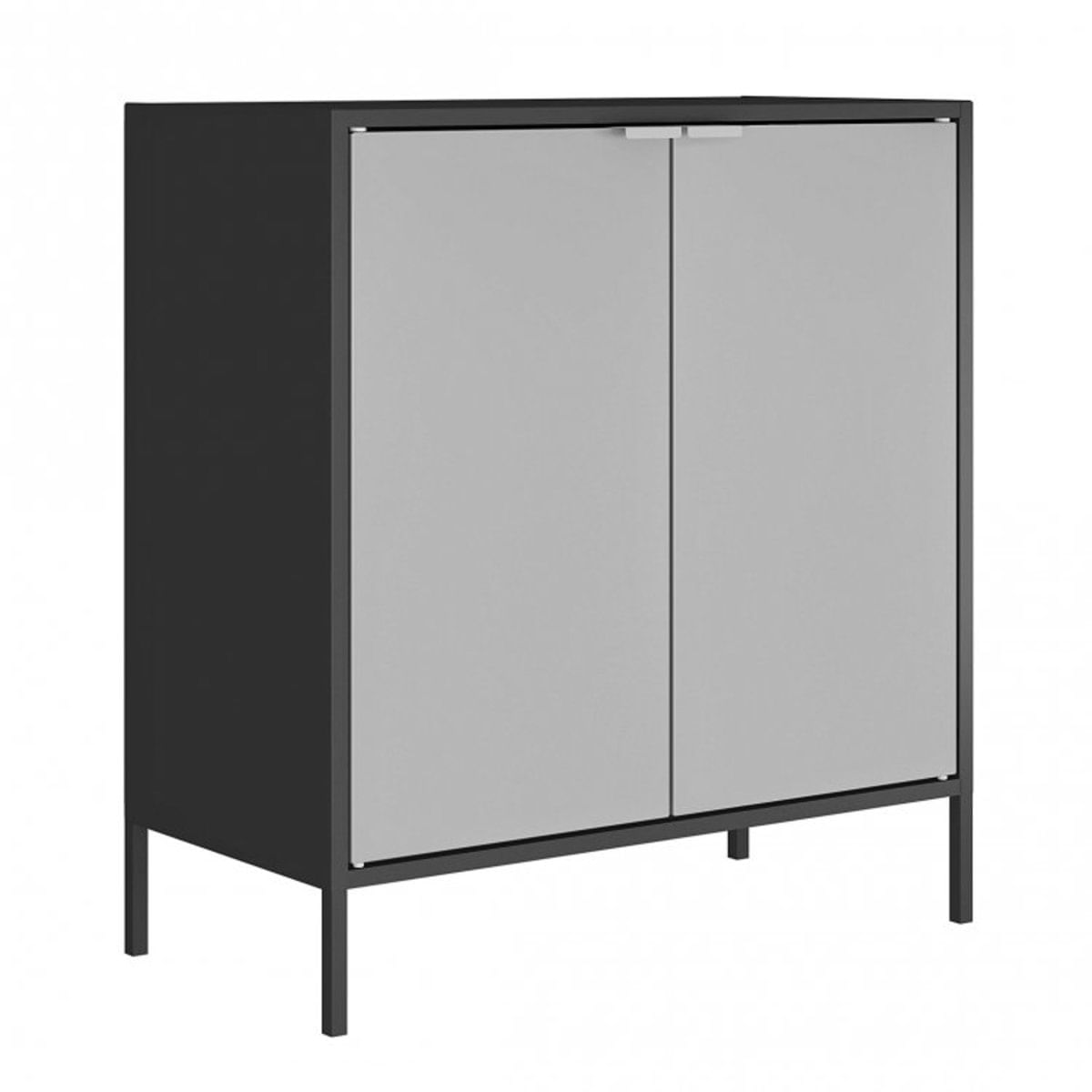 Balcão Multiuso 2 Portas 70 cm Smart Itatiaia Preto Matte/Cinza Texturizado