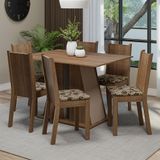 Conjunto Sala De Jantar Mesa Tampo De Madeira 6 Cadeiras Rustic/crema/bege Marrom Sharon Madesa