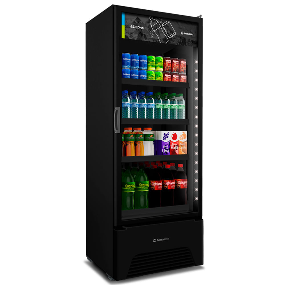 Expositor De Bebidas All Black Vb52ah  Metalfrio Refrigerador 557 Litros Preto 220v