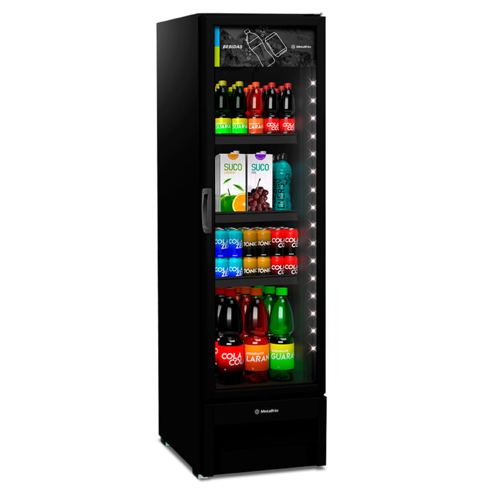 Expositor De Bebidas Slim Vertical All Black Vb28rh Metalfrio Refrigerador 343 Litros Preto 110v