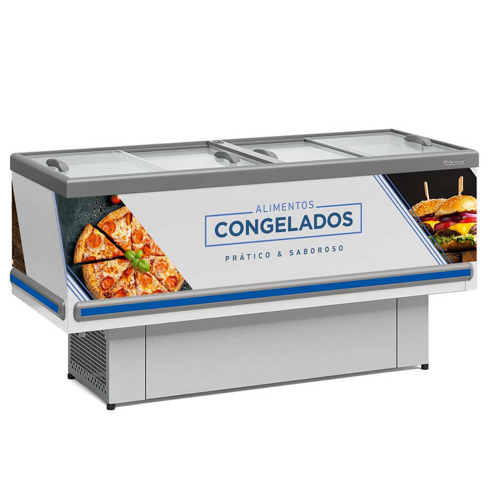 Ilha Vidro Reto Gesv190r Gelopar Ilha 1,89m Vidro Reto Branca Adesivada 220v