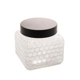 Pote De Vidro Com Tampa Preta Colméia 13x13cm 1,3l