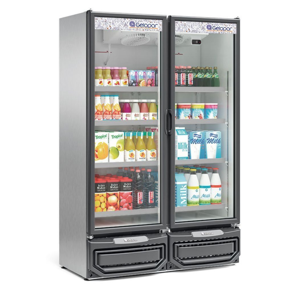 Expositor Vertical 2 Portas De Vidro Gcvr950 Gelopar Refrigerador 957 Litros Inox 220v