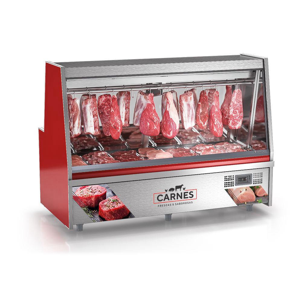 Balcão De Carnes Gats200 Gelopar Expositor De Carnes Vermelho 2mt 220v