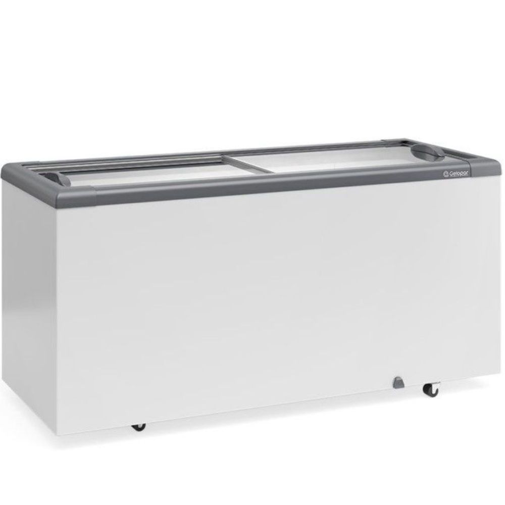 Freezer Plano Dupla Ação Vidro Reto Deslizante Ghd500 Gelopar Freezer 500 Litros Cinza 220v