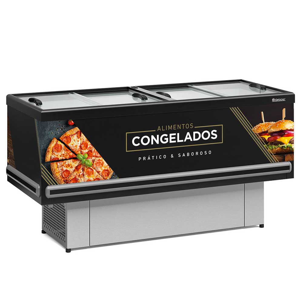 Ilha Vidro Reto Gesv190r Gelopar Ilha 1,89m Vidro Reto Preta Adesivada 110v