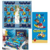 Kit Quarto Patrulha Canina Jogo De Cama, Cortina E Toalha