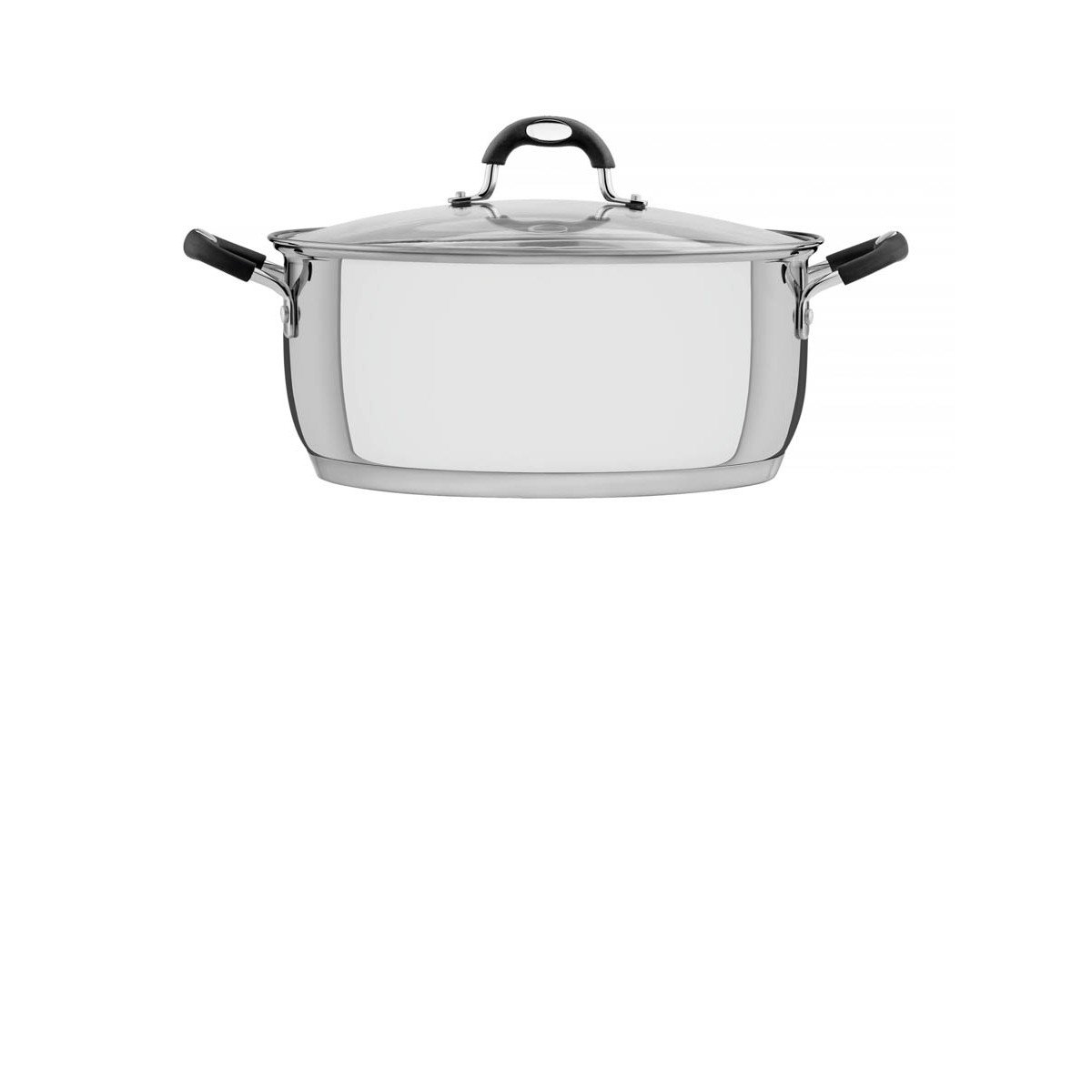 Caçarola Rasa Tramontina Solar Silicone em Aço Inox com Fundo Triplo e Tampa de Vidro 30 cm 8,9 L Tramontina