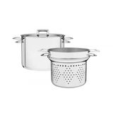 Jogo Cozi-Pasta Tramontina Brava em Aço Inox Fundo Triplo com Tampa Plana e Alças 2 Peças 20 cm Tramontina