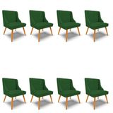 Kit 8 Cadeiras Estofadas Para Sala De Jantar Pés Palito Lia Veludo Verde Luxo - Ibiza