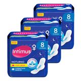 Kit 3 Pacotes Absorvente Externo Intimus Noturno Suave com Abas 8 Unidades