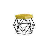 Puff Base Preta Elsa Suede Amarelo Gran Belo