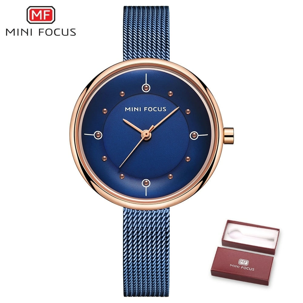 Relógio Feminino Mini Focus Mf0274l.01 À Prova D&#39;água Azul