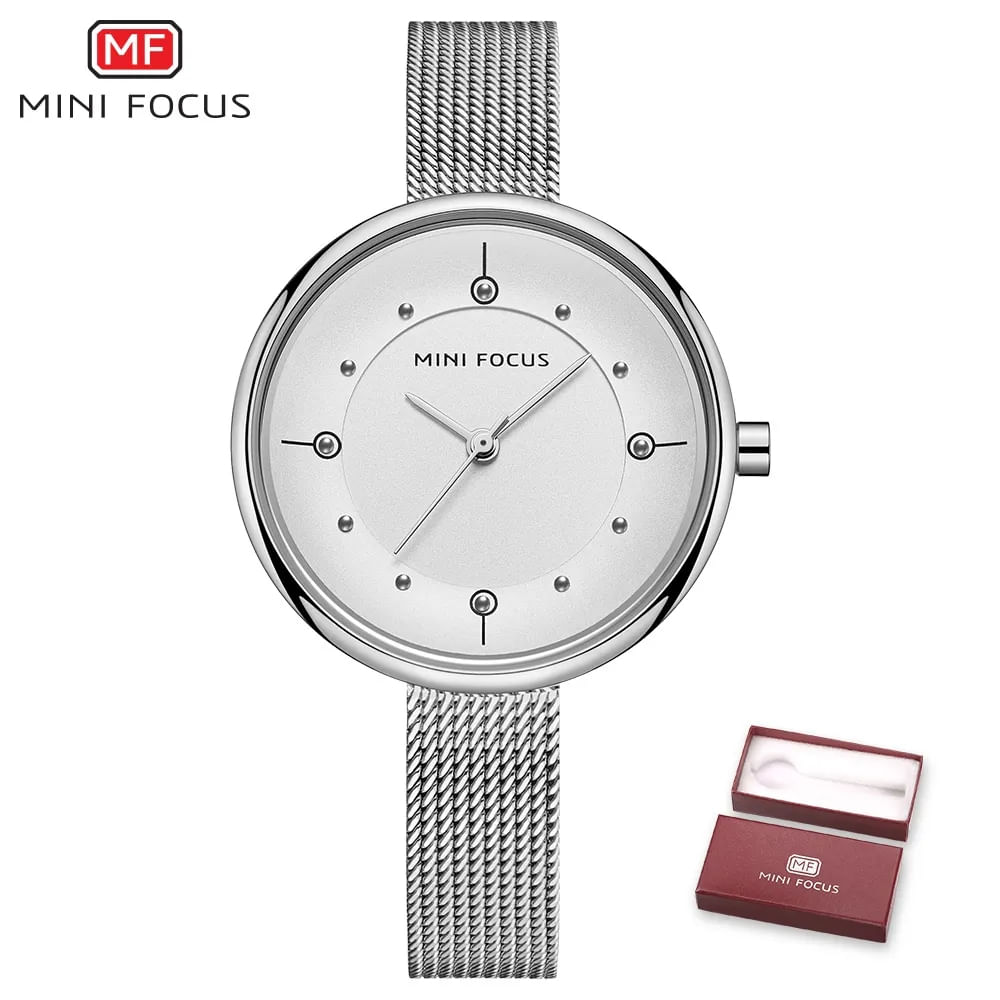 Relógio Feminino Mini Focus Mf0274l.01 À Prova D&#39;água Prata