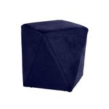 Puff Sala de Estar Blois Veludo Azul Bic Gran Belo