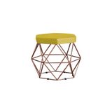 Puff Base Bronze Elsa Suede Amarelo Gran Belo