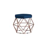 Puff Base Bronze Elsa Veludo Azul Gran Belo