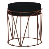 Puff Sala de Estar Base Bronze Chloe Veludo Preto Gran Belo