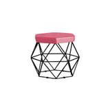 Puff Base Preta Elsa Suede Rosa Gran Belo
