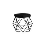 Puff Base Preta Elsa Suede Preto Gran Belo
