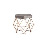 Puff Base Gold Elsa Veludo Cinza Gran Belo