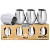 Taças De Vinho De Aço Inoxidável - Conjunto De 4 Grandes &amp; Elegantes Cálices Sem Haste (18 Oz) - Tumblers De Beber Metal Inquebráveis E À Pr