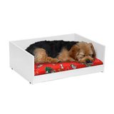 Cama Pet Retangular Resistente Caminha Estofada Ultra Macia Almofada Removível Lavável Para Cachorro Gato D&amp;v - Branco/vermelho- Rpm