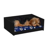 Cama Pet Retangular Resistente Caminha Estofada Ultra Macia Almofada Removível Lavável Para Cachorro Gato D&amp;v - Preto/azul- Rpm