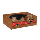 Cama Pet Retangular Resistente Caminha Estofada Ultra Macia Almofada Removível Lavável Para Cachorro Gato D&amp;v - Freijó/vermelho - Rpm