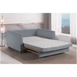 Sofa Cama Casal Marcelle 2 Lugares 150cm Linho Pe De Madeira