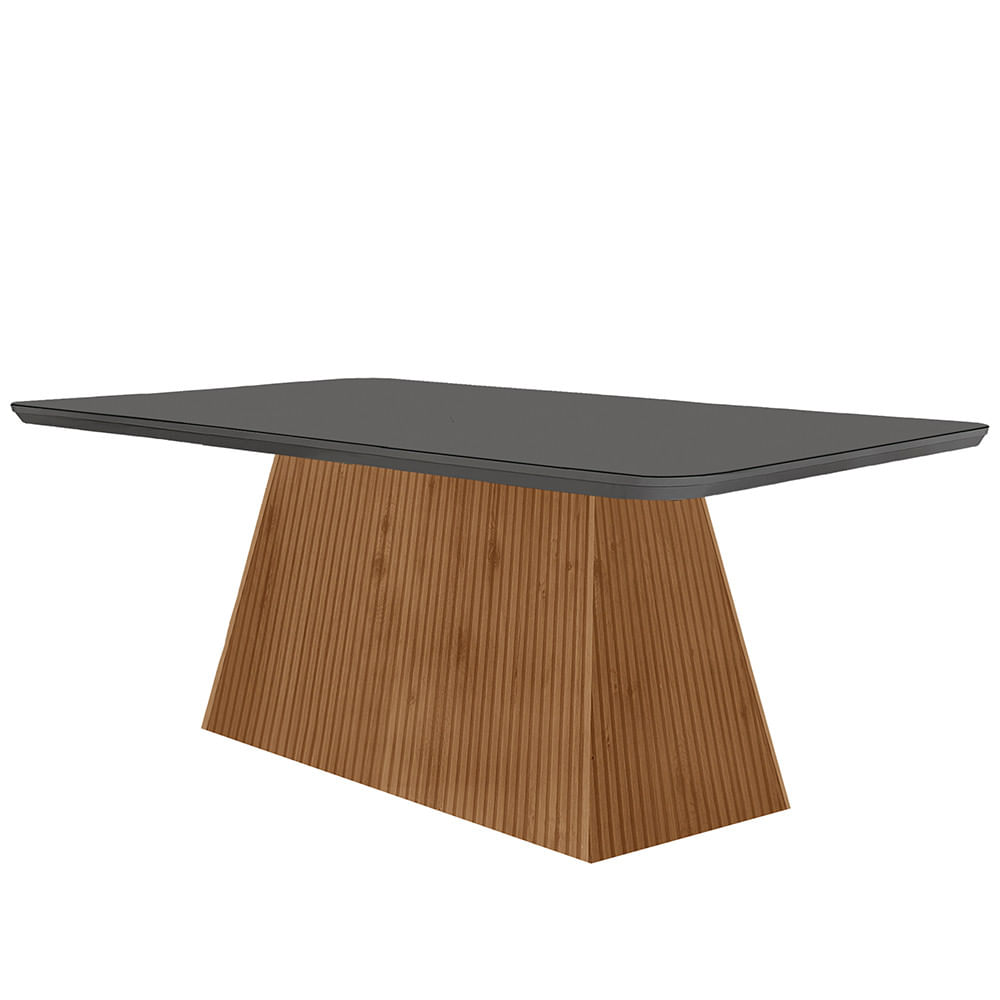 Mesa Sala De Jantar Aida 180cm Em Mdf E Vidro Com Canto Copo